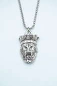 Aslan Kral Gümüş Kaplama Örme Zincir Kolye thumbnail 1