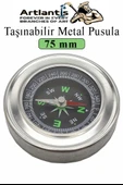 Pusula Çelik 75 mm 1 Adet Profesyonel Metal Kasa Dayanıklı Taşınabilir El Pusulası Yuvarlak Cep Pusulası - 1