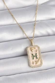 316L Çelik Gold Renk Zincir Balık Burcu Zirkon Taşlı Kadın Kolye - TJ-BKO9463 - 1