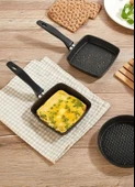 Busstier Mini Granit Sos ve Omlet Tavası - Yapışmaz Dayanıklı Pişirme Tavası (Kare, 12 cm) - 3