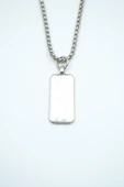 Geometrik - Dikdörtgen Gümüş Kaplama Örme Zincir Kolye thumbnail 1