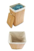 Busstier Katlanabilir Bambu Çamaşır Sepeti, Kapaklı, İç Astar, Taşıma Kulplu, 66 Litre - 8
