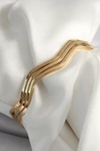 316L Çelik Gold renk Zikzak Model Ajda Bileklik - TJ-BB6485 - 1