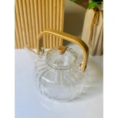 Periboia Bambu Saplı Cam Çizgili Demlik - 2