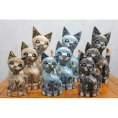 Periboia Ahşap 3'lü Kedi Seti 40 Cm - 1