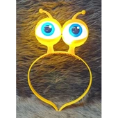 Periboia Led Işıklı & Pilli Uzaylı Göz Parti Tacı Sarı Renk - 2