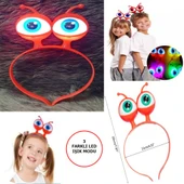 Periboia Led Işıklı & Pilli Uzaylı Göz Parti Tacı Kırmızı Renk - 1
