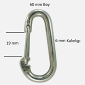 Periboia Baş Zincir Karabina Yaylı 6 mm Galvanizli 2 Adet - 1