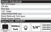 MAX EXTRA MXP6857 - 18 Volt 2 Amper Akülü Darbeli Tornavida - 3