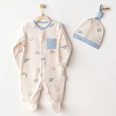 Andywawa Ac25919 Romper Hat Set Dino Bebek Tulum Takım Beige - 1