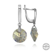 Özel Kutu ve Gümüş Bezi İle Swarovski Crystal Taşlı Gümüş Beyaz Sallantılı Kadın Küpe - 1