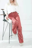 Kadın Yüksel Bel Püskül Detaylı Palazzo Jean Kot Pantolon - 6