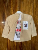 9-13 yaş tişört gömlek kombini vizon - 1