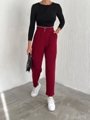 örme krep pantolon çift düğmeli - 2