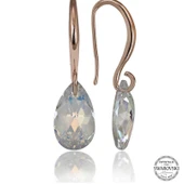 Özel Kutu ve Gümüş Bezi İle Swarovski Crystal Taşlı Gümüş Damla Sallantılı Kadın Küpe - 1