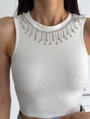 fitilli kaşkorse yakası zincirli atlet beyaz - 3