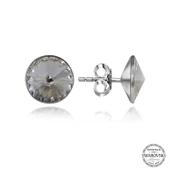 Özel Kutu ve Gümüş Bezi İle Swarovski Crystal Taşlı Gümüş Çivili Kadın Küpe - 1