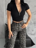 kaşkorse yaka fermuarlı bluz siyah - 3