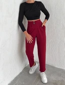 örme krep pantolon çift düğmeli - 3