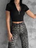 kaşkorse yaka fermuarlı bluz siyah - 1