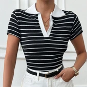 Polo yaka garnili bluz thumbnail 1