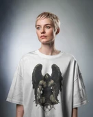 Gotik Melek Tasarımlı Oversize Tişört   Siyah ve Beyaz Renk Seçenekli - 1