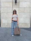 Madonna yaka sıfır kol bluz thumbnail 2