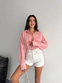 Çizgili oversize gömlek - 4