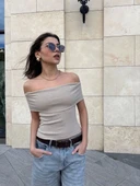 Madonna yaka sıfır kol bluz thumbnail 1