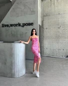 Kaşkorse Desenli askılı elbise - 1