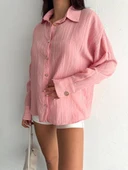 Çizgili oversize gömlek - 1