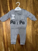 3-12 aylık üçlü kolej ceketli takım gri - 1