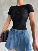 Taş baskılı kaş korse bluz - 4