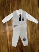 6-24 aylık kravatlı üçlü takım gri - 1