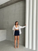 Çizgili şort etek - 3