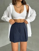 Çizgili şort etek - 4