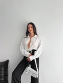 Çizgili oversize gömlek - 4