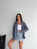 Çizgili oversize gömlek - 1