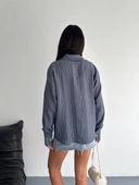 Çizgili oversize gömlek - 2