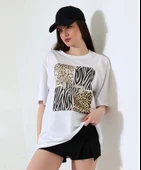 Karma desenli oversize tişört - 1