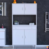 Modilayn ARDA Banyo Dolabı 90x173x32,5cm 1 çekmece 4 kapak ve 7 raflı İhtiyaca uygun kolay kurulum thumbnail 3