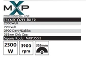 MAX EXTRA MXP3553 - 355mm Profil Kesme Makinası 2300 Watt - 2