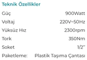 MAX EXTRA MXP6005 - 1/2 - 350 Nm Elektrikli Somun Sökme Tabancası 900 Watt - 2