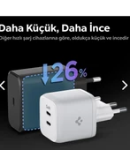 Spigen 45W GaN USB-C 2 Port Mini Adaptör Samsung PPS 2.0 Destekli Hızlı Şarj Type-C PE2105 White - ACH03717 thumbnail 3