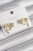 Pirinç Gold Renk Zirkon Taşlı Fiyonk Model Kadın Küpe - TJ-BKP9999 - 1