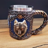 3D Boyutlu Kurt Kafası Tasarımlı Kupa Bardak - 1