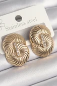 Pirinç Gold Renk Zirkon Taşlı Sarmal Model Kadın Küpe - TJ-BKP10241 - 1