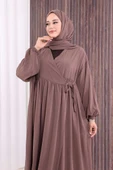 Şallı Kruvaze Namaz Elbisesi 6027 Vizon thumbnail 5