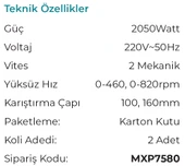 MAX EXTRA MXP7580 Profesyonel Elektrikli Boya Harç Karıştırma Mikseri Makinası 2050 Watt - 2
