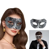Gümüş Eskitme Yüz Maskesi - Antik Tarz Balo Maskesi - 1
